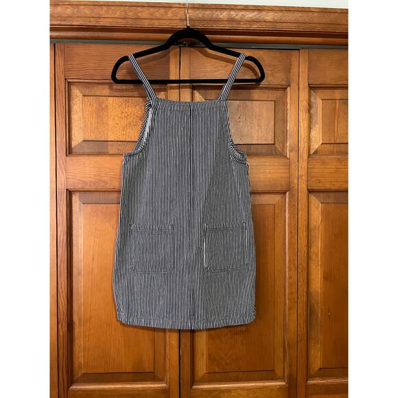 Roxy Women's Striped Overall Pinafore Dress Navy White Cotton Casual Size XS - Picture 2 of 14